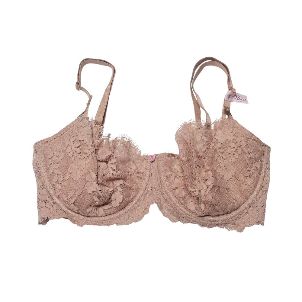 Victoria's Secret Wicked Unlined Lace Balconette Bra Praline Size 32DDD